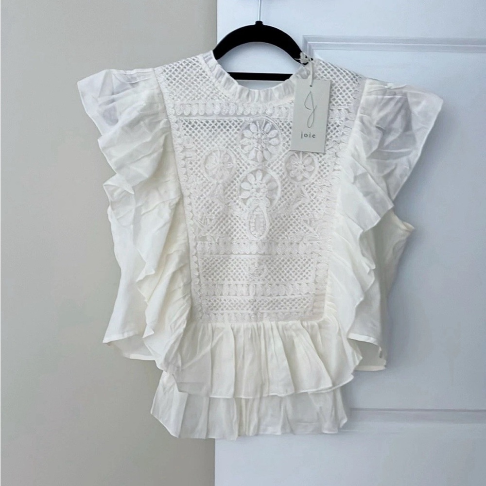 BNWOT Joie Cream Ruffle Lace Blouse